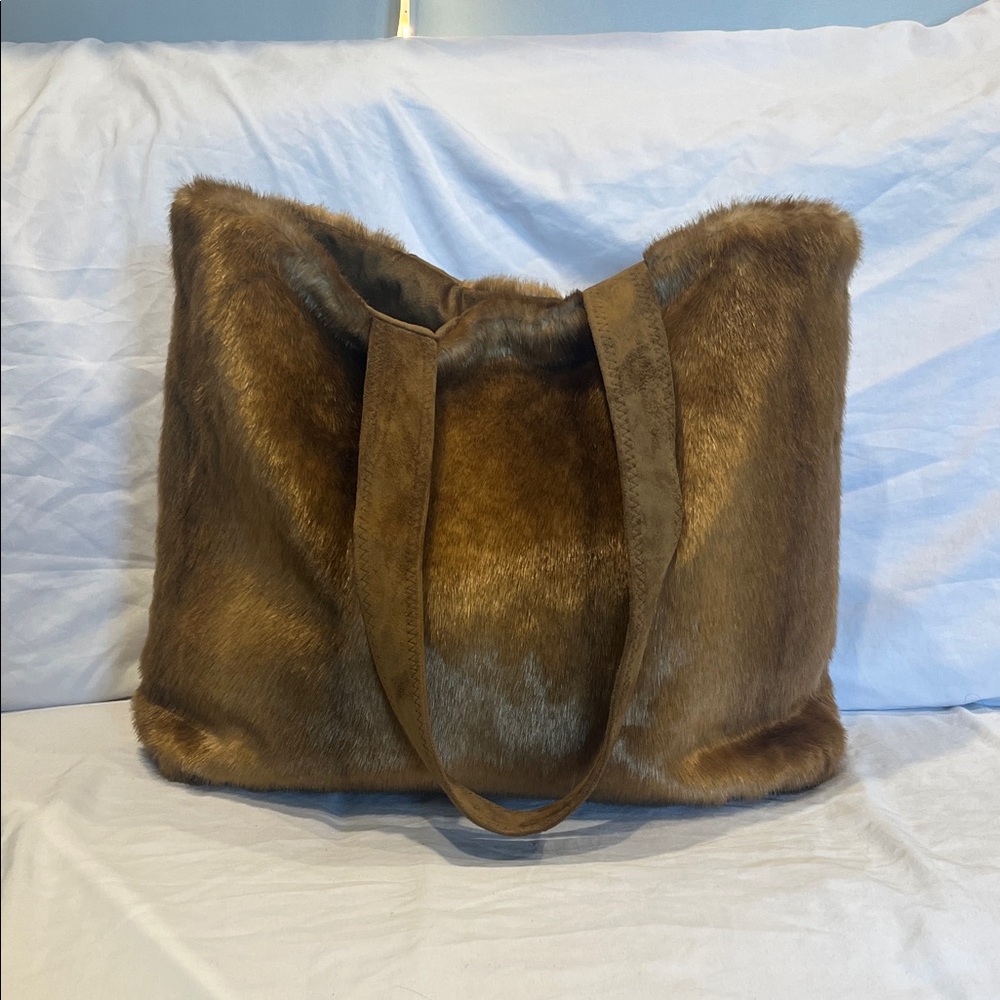 Brown Faux Fur Tote Bag